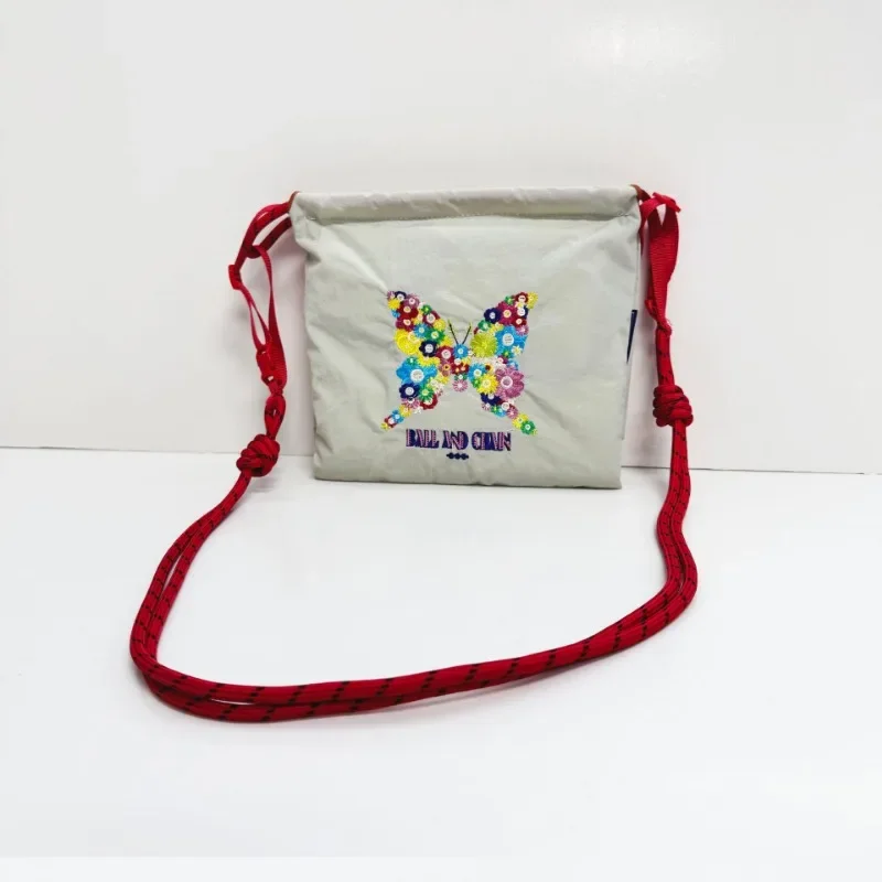 Kawaii Ball Chain Mini Canvas Shoulder Bag Cartoon Series Foldable Girl Oxford Large Capacity Embroidered Nylon