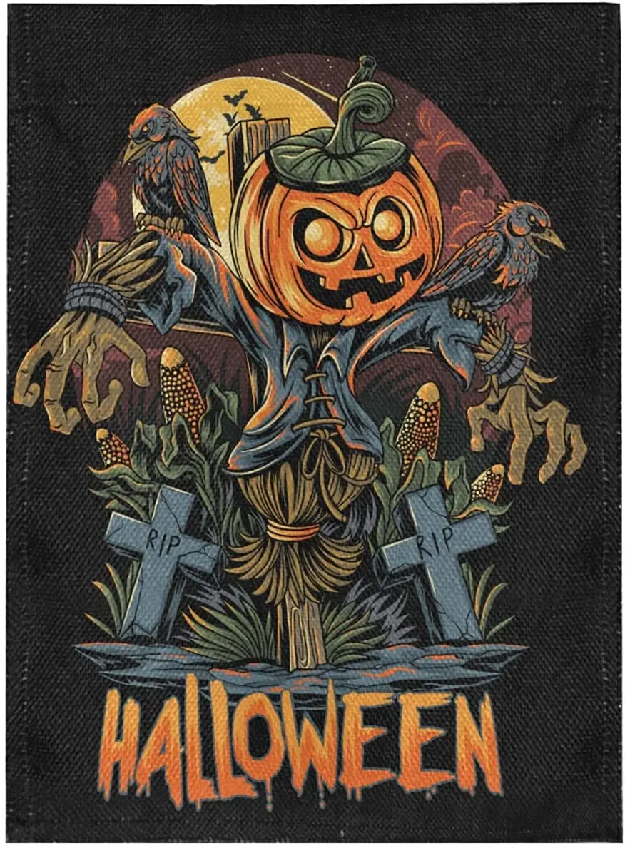 

Pumpkin Scarecrow for Halloween Burlap Garden Flag Double Sided,House Yard Flags,Holiday Seasonal Outdoor Decorative Flag Banner