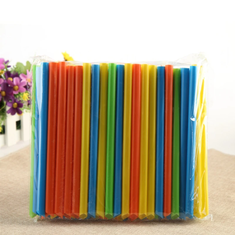 

Disposable straw 19cm color black transparent eight treasure porridge pearl milk tea straw tip thick straw 100pcs