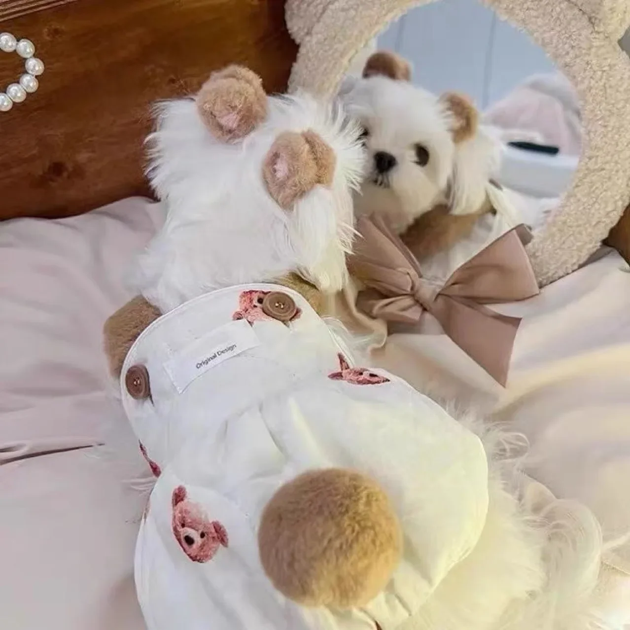 

Зимняя теплая одежда с капюшоном для домашних животных, зимнее плюшевое флисовое мягкое пальто с медведем, куртка для чихуахуа, бульдога, искусственная одежда