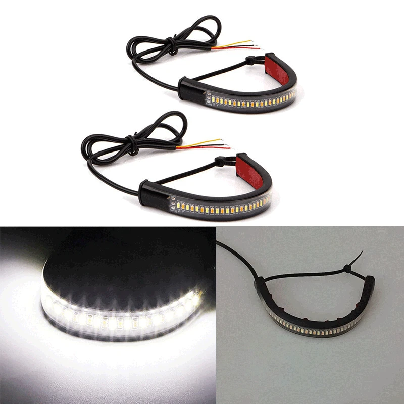 

Motorcycle Light 36 LED Light Strip Two-color White Yellow Shock Absorber Light With Cable Tie Brake Two-color Streamer Light