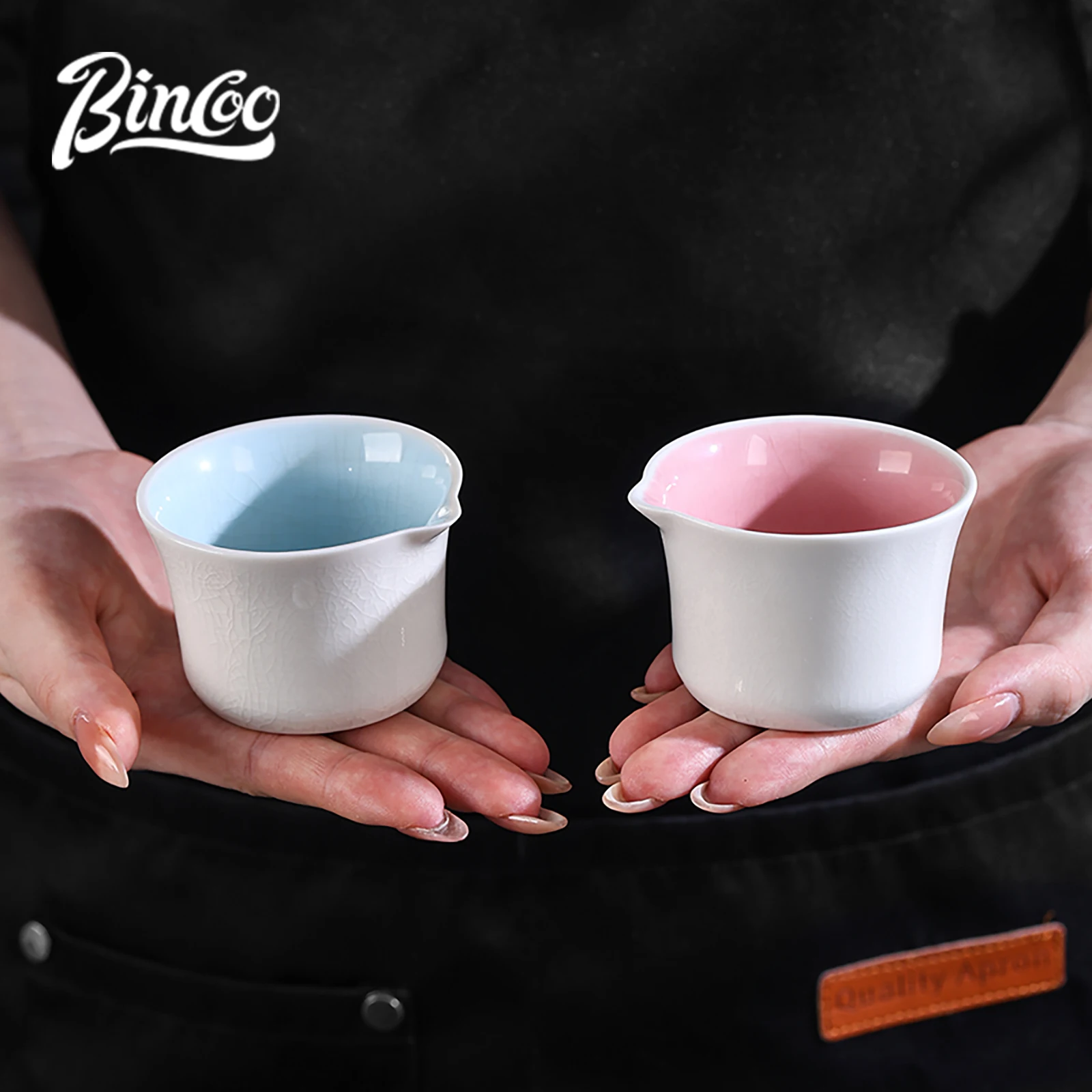 Фото Керамическая чашка для эспрессо Bincoo Ice Crackle, 90 мл – емкость для капельного кофе, мерная чашка в унциях, мини-кружка для молока и сливок. №1