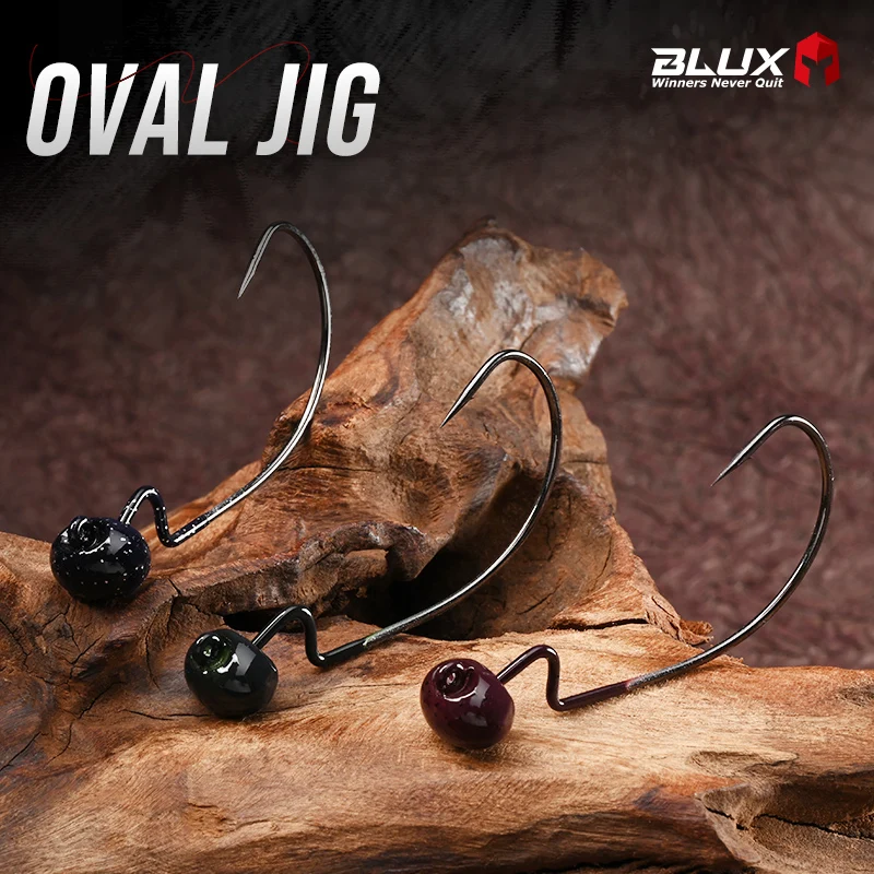 Фото BLUX Овальные джиг-головки 6 шт./лот, рыболовные крючки 5 г, 7 г, крючки для финес-рыбалки, мягкие приманки-черви, джиг-головки с вращающимся действием, искусственные приманки, рыболовные снасти №4