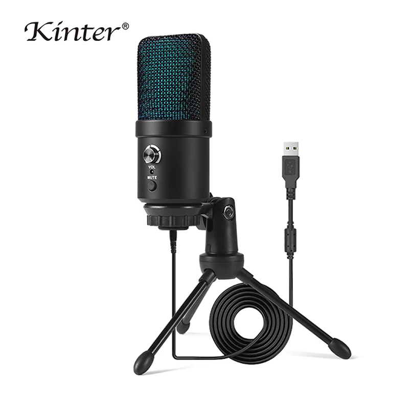 Конденсаторный USB-микрофон Kinter игровой микрофон для ПК PS4 PS5 MAC с поп-фильтром