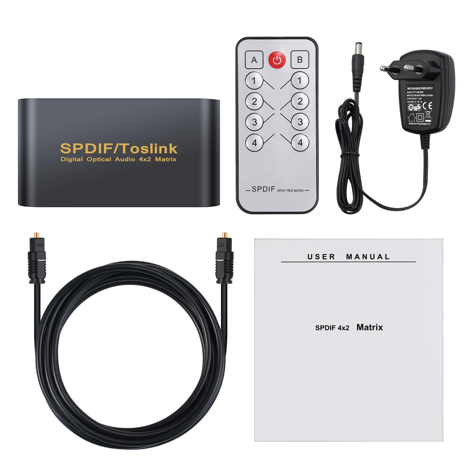 Цифровой оптический аудио коммутатор PROZOR Splitter 4x2 SPDIF Toslink переключатель коробка
