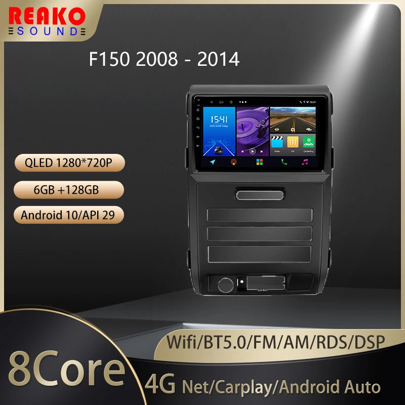 

REAKOSOUND For Ford F150 P415 Raptor 2008 - 2014 Car Radio Ai Voice Multimedia Video Player Navigation GPS Android Auto 2 Din