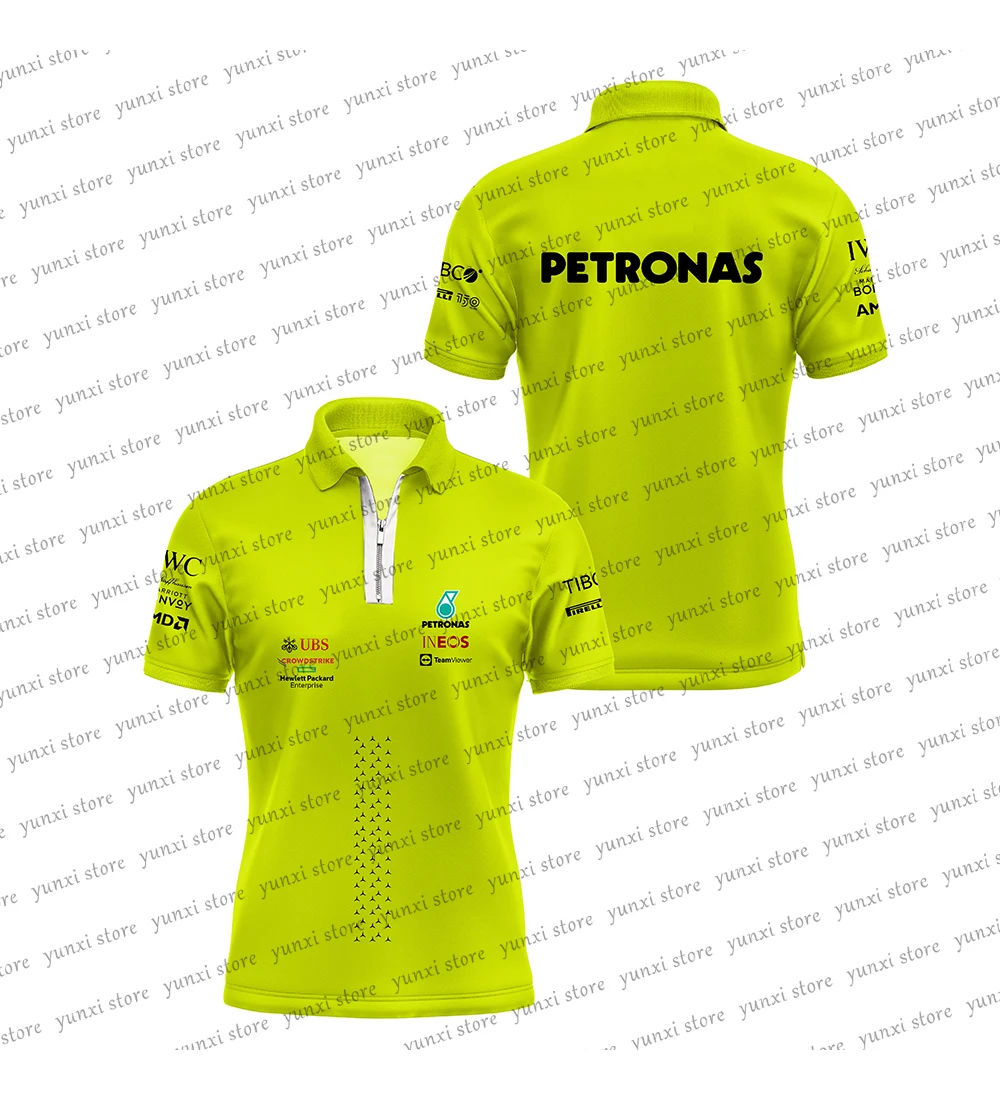 

Лидер продаж, мужская футболка поло на молнии с коротким рукавом и надписью «Формула 1»