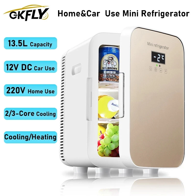 

New Car&Home Dual Use Small Freezer 13.5L Mini Fridge Slient Portable Refrigerator in the car Drinks Beverage Cooling Device