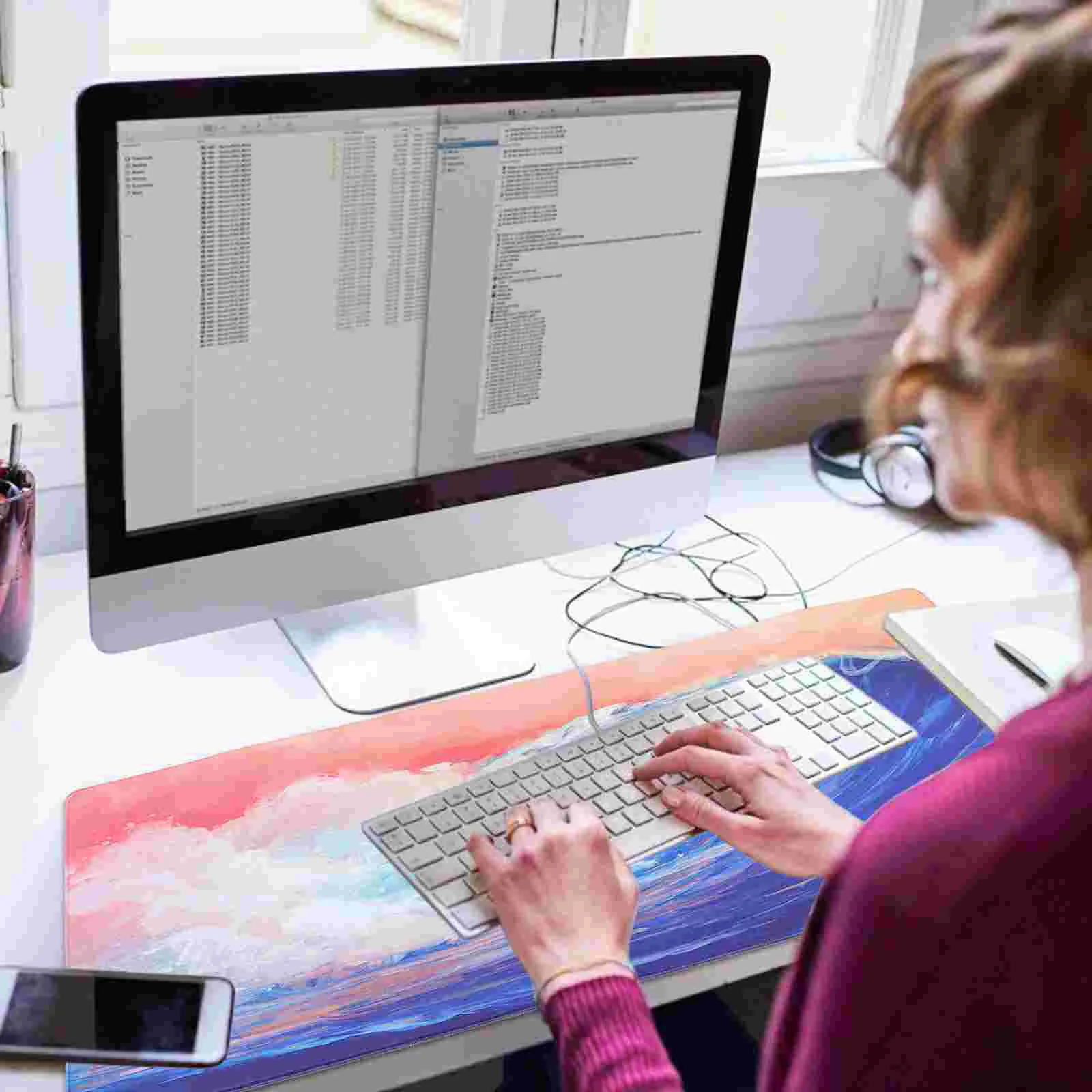 

Pad Mat Desk Laptop Marble Computer Rubber Keyboarddesktop Sea Wave Landscape Beach Decorative Decor Gaming Base Anime Kids