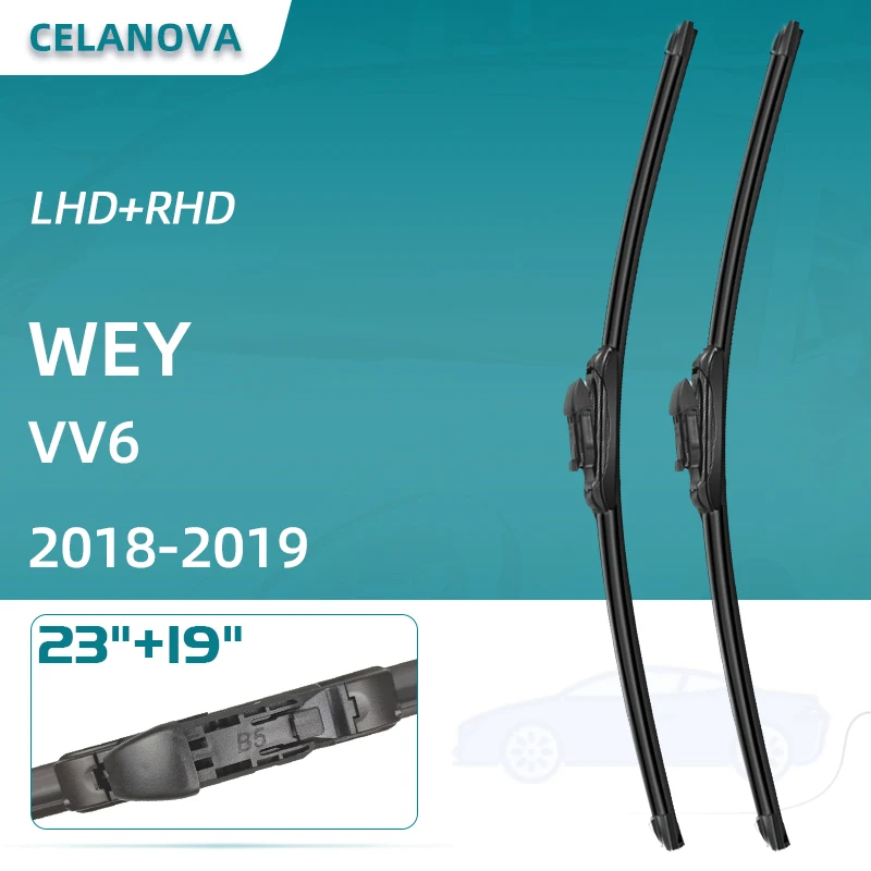 

Car Windshield Wiper Blades For WEY VV6 2018-2019 23"+19" Frameless Rubber Windscreen wipers