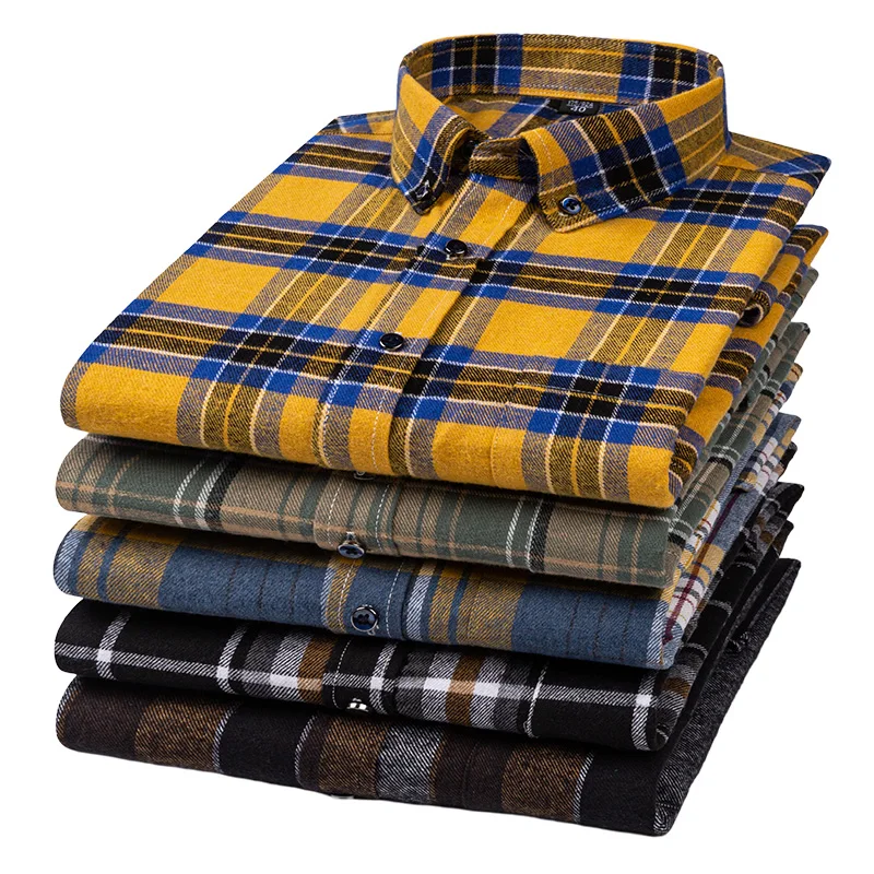 For Men Cotton Flannel Soft Comfortable Casual Clothing Fashion Styles Business Smart Dress Shirts