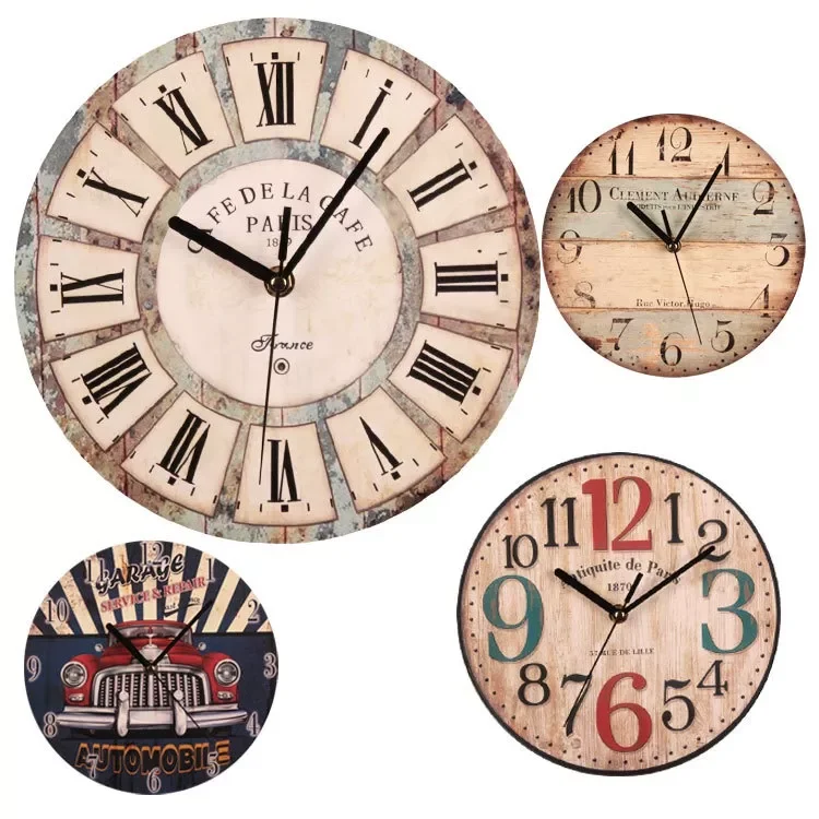 

2022/Retro Vintage wooden clock 23 CM Decorative Vintage Handmade Wooden Wall Clock