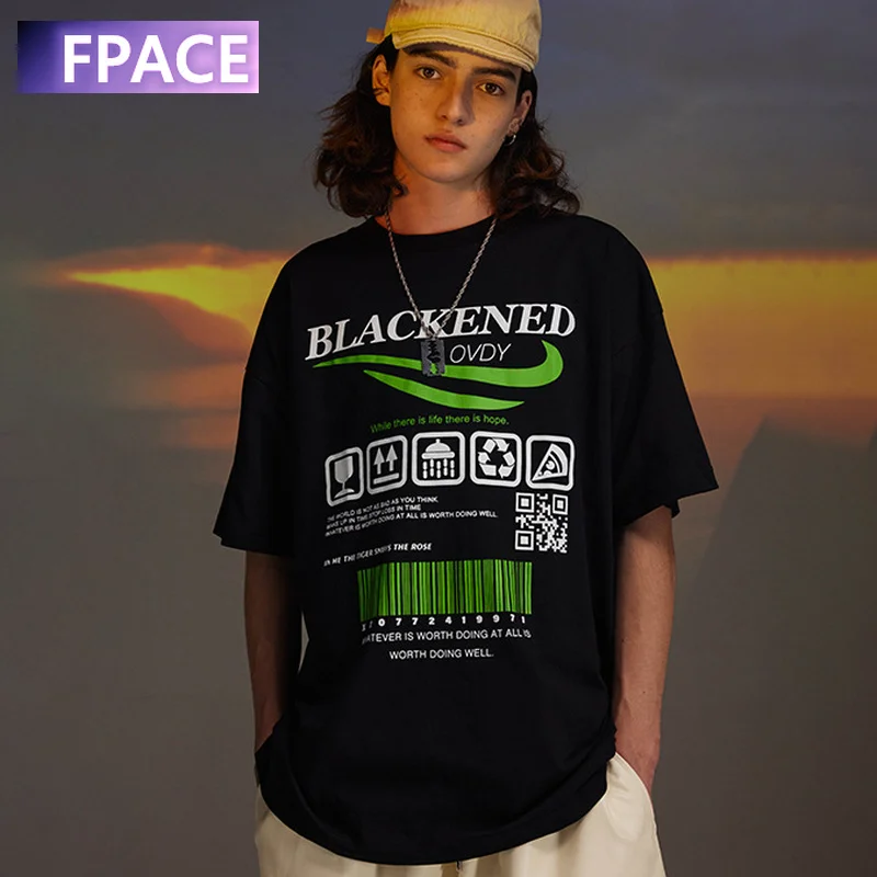 

2022 Spring and Summer New National Fashion Hip-Hop Street Personality Index Map Printed Loose Men's T-shirt Short Sleeve