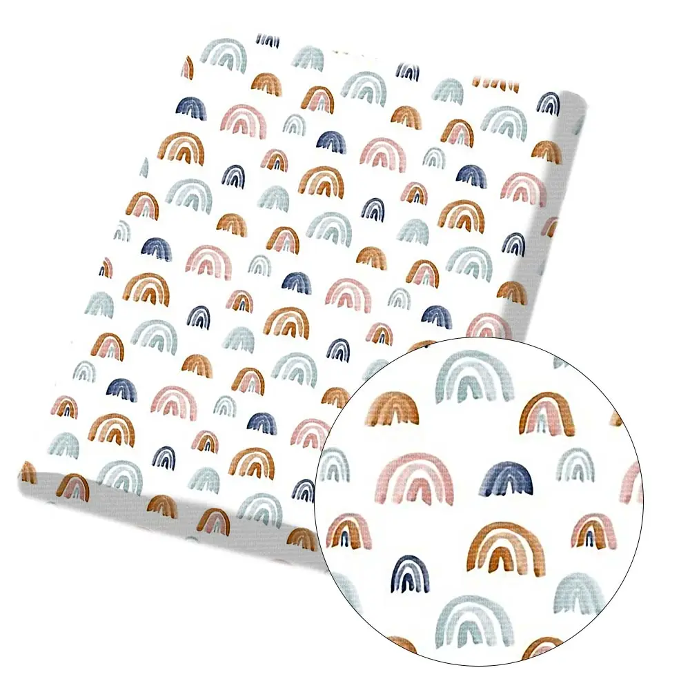 

IBOWS Polyester Cotton Sheet Cute Cartoon Rainbow Pattern Printed Cloth Fabric Patchwork DIY Craft Home Decorative 45*140cm/pc