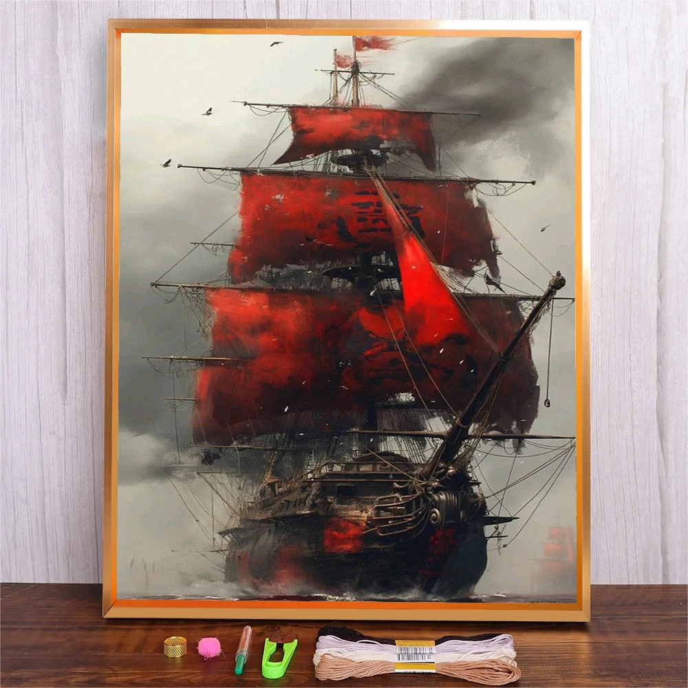 Нитки DMC DIY Наборы для вышивки крестом 11CT Полный спектр ткани Холст Вышивка Ремесла Набор для рукоделия Парусник Морской пейзаж Узоры