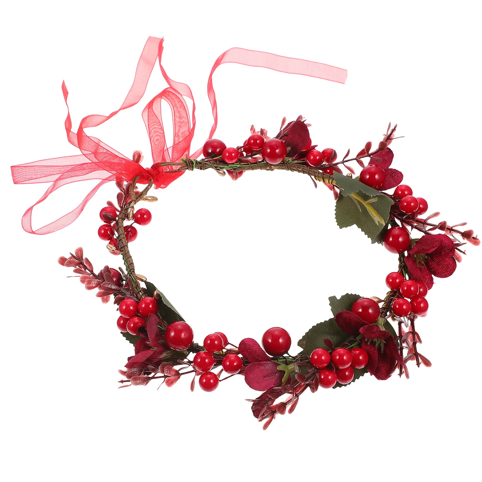 

Wreath Christmas Headdress Hair Headband Bride Headwear Wedding Floral Headpiece Flower Berry Head Girl Bridal Fordecor Hairband