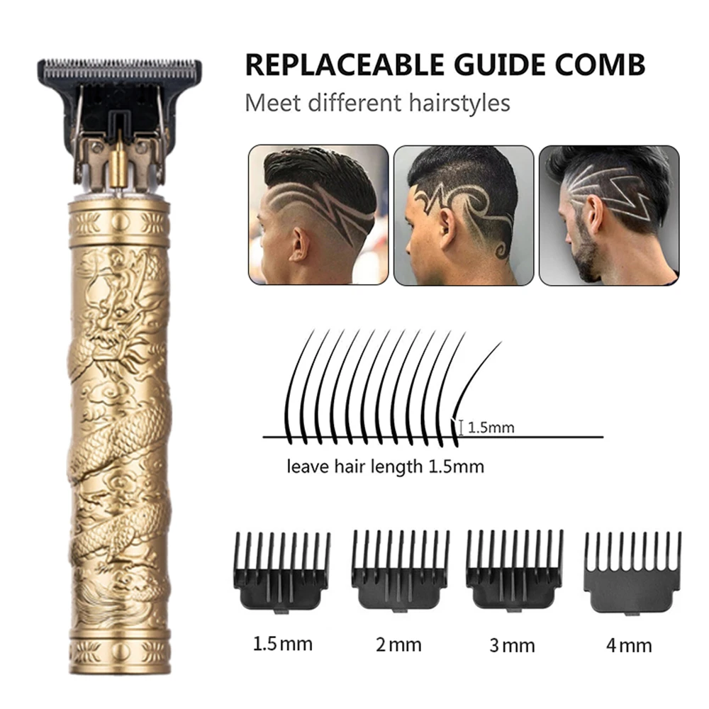 T9 Hair Clipper Professional Electric Shaver Hair Clipper Hair Clipper 0mm Men's Hair Clipper USB Rechargeable Trimmer for Men