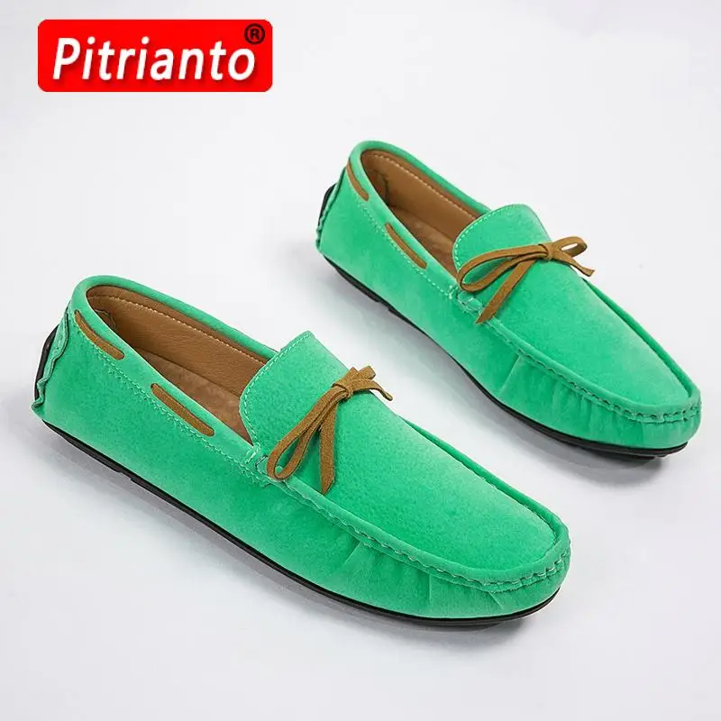 

Large Size 48 Men Loafers Soft Moccasins High Quality Spring Autumn Genuine Leather Shoes Men Warm Flats Driving Shoes