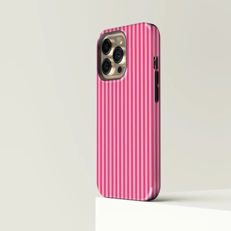 Полосатый розовый на розовом чехле для IPHONE 16 Pro Max 15 14 13 12 11 PRO Plus, акриловый ТПУ, чехлы для телефонов «два в одном» (art.: 3920ce991e0fd) - 3920ce991e0fd