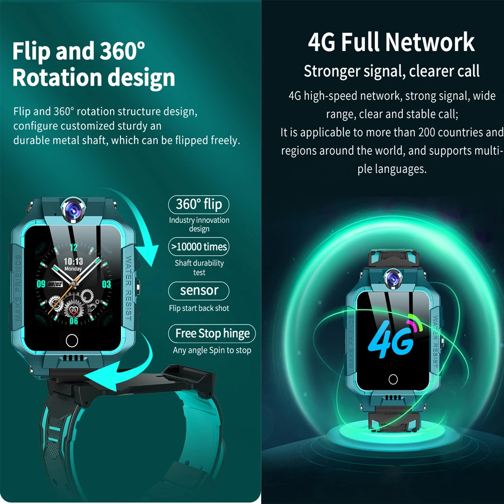 Детские часы KGG 4G с поворотом на 360 ° и двойной камерой 1 Гб + 8 Смарт-часы
