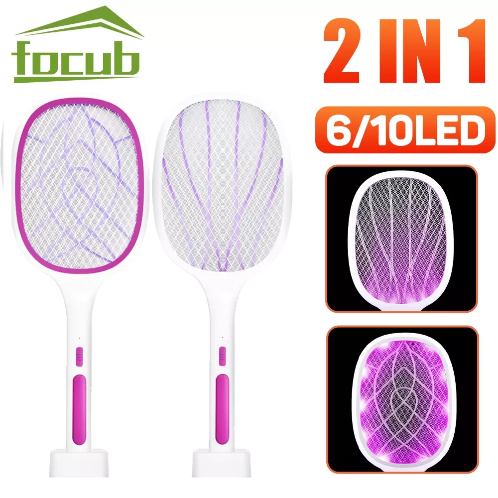 

Электронная мухобойка, 6/10 светодиодов, 2 в 1, УФ-светильник па, USB-зарядка