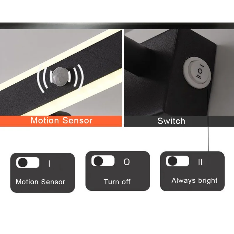 Зеркальная настенная лампа с датчиком движения фотолампа для ванной комнаты 40 см