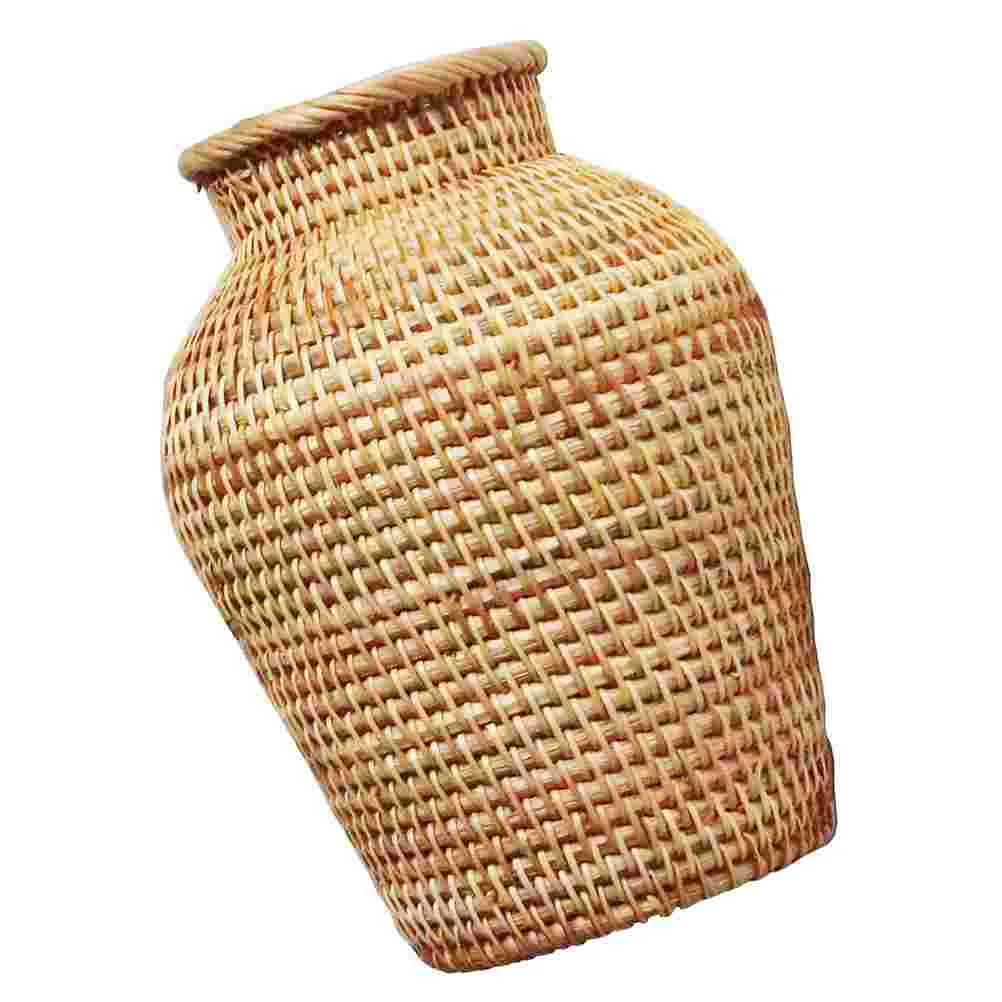 

Rattan Vase Craft Pots Flower Arrangement Adorn Dry Container Office Rustic Decor