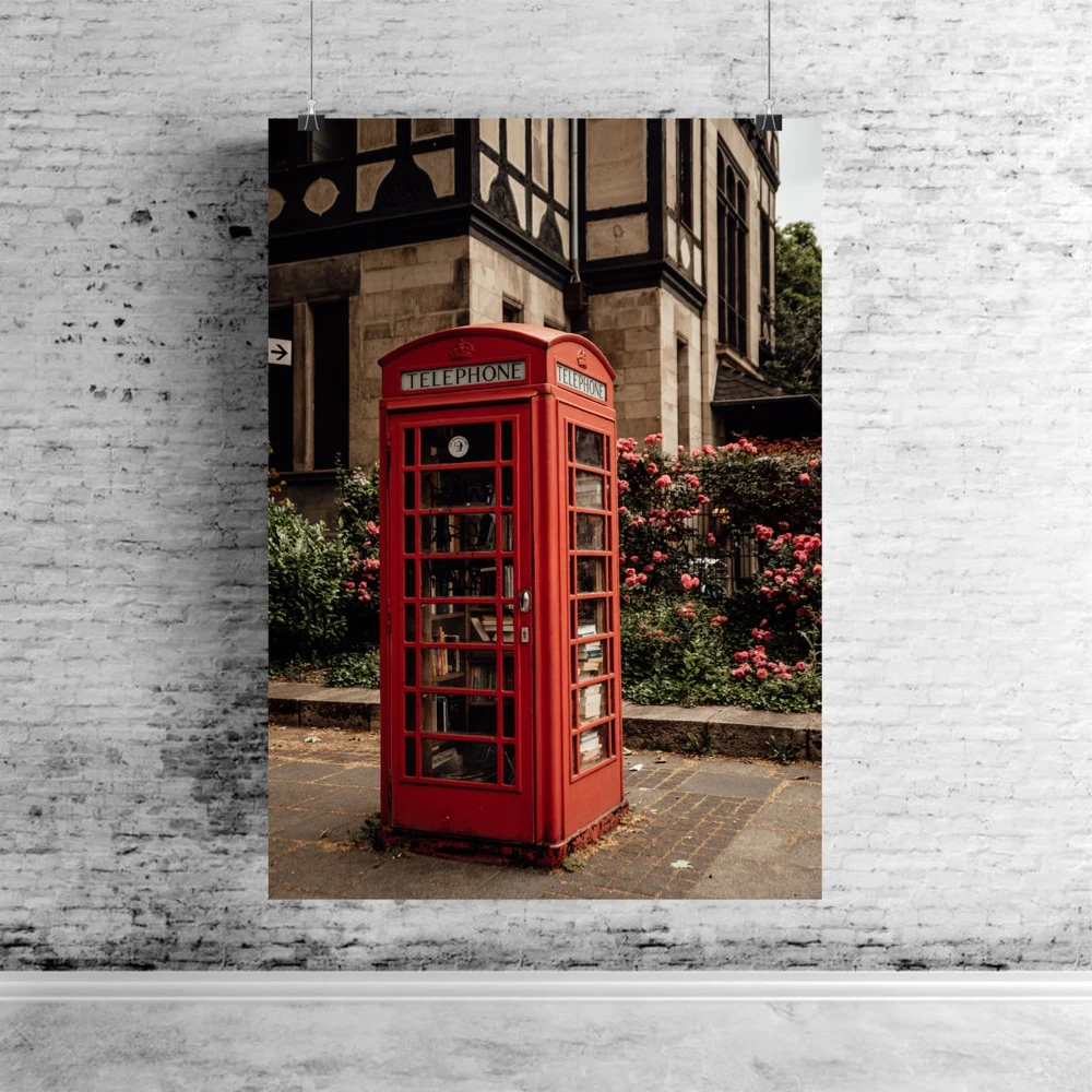 Плакат &quotЛондон красная телефонная будка&quot на баннере 84*59см. А1 |