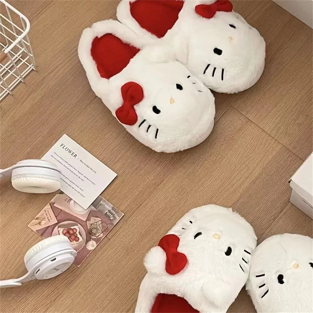 Sanrio аниме плюшевые тапочки Kawaii Hello Kitty теплые хлопковые милая домашняя хлопковая