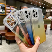 luxury gradient color transparet case for iphone 13 12 pro max plating soft silicon clear shockproof diamond cover iphone13 pro