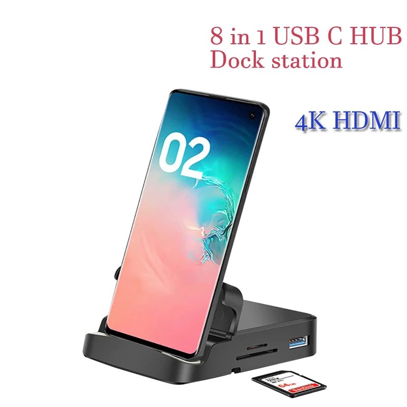 

Док-станция 8 в 1, USB Type-C, HDMI, для Samsung Huaiwei Ipad Pro 2018 2019 2020 M1 Ipad mini
