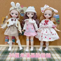 30 cm comic face doll two dimensional movable multi joint 16 bjd doll diy dress up childrens toy gift