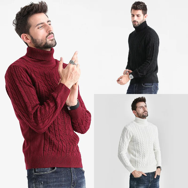Turtleneck Men's Fall/Winter 2022 Cross Border Men's Pullover Sweater Sweaters  Men Clothing  Knitted Sweater