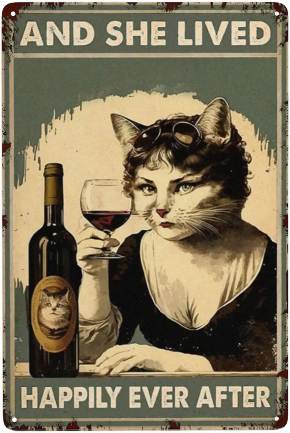 &quotВинтажный жестяной знак в виде кошки-Забавный Настенный декор для