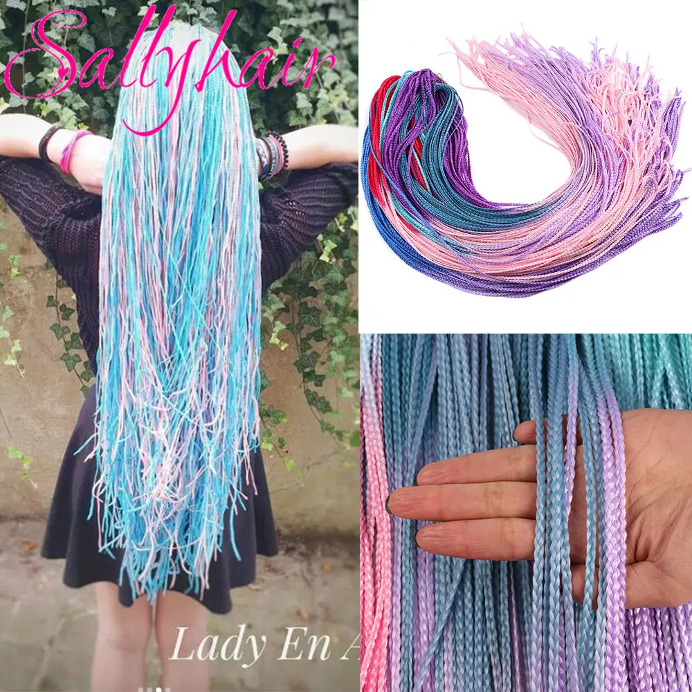 

Sallyhair синтетические 30-дюймовые микро Zizi Box косы длинные тонкие прямые волосы из ниток зеленые вязанные крючком удлинители волос