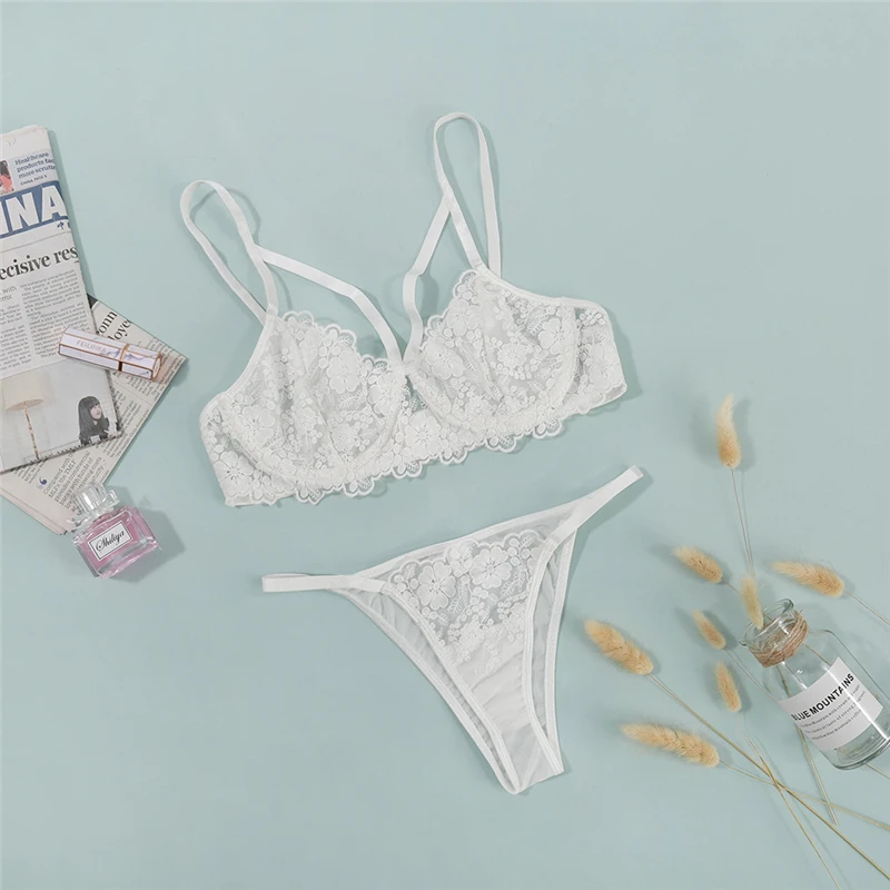 

AIIOU Women Sexy Lingerie Sets Sexy Bikini See-through Lace Hollow Out Underwear Bikini Thong Exotic Sets Lenceria Ropa Interior