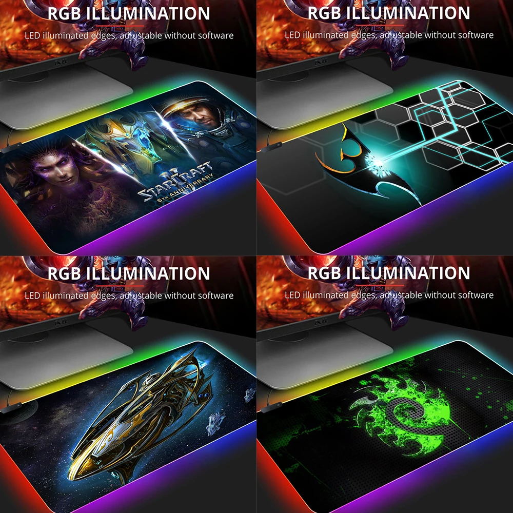 

StarCraft RGB Mouse Pad Gaming Accessories Computer Large Mousepad Backlit XL LED Gamer Mause Carpet 900x400 Desk Mat For CS GO