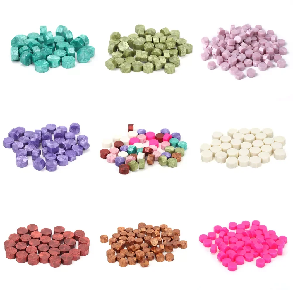 

NEW2023 100Pcs Seal Stamp Wax Colorful Beads Set Brass Stamp Beaded Waxes for Wedding Post Vintage Craft Decor Card Making Tool
