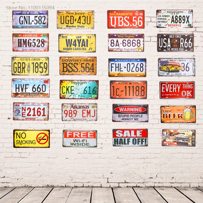 

Metal Tin Sign Plaque Car License Plate Warning Poster No smoking Shot Home Restaurant Bar Cafe Wall Stickers Decor 15*30cm