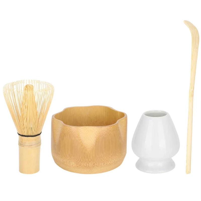 

4Pcs/Set Matcha Tea Matcha Making Tool Set Bamboo Tea Brush Tea Scoop Bowl Ceramic Tea Whisk Holder Teaware