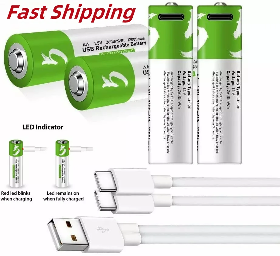 Литиевые аккумуляторные батареи 1 5 В AA 2600 МВтч 1200 циклов для мигающей камеры