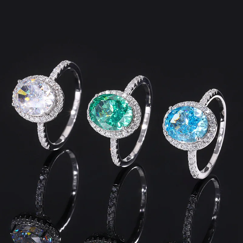 

Classic White Blue Green Pigeon Egg High Carbon Diamond Ring For Women Free Shipping S925 Sterling Silver Anniversary Gift Girl