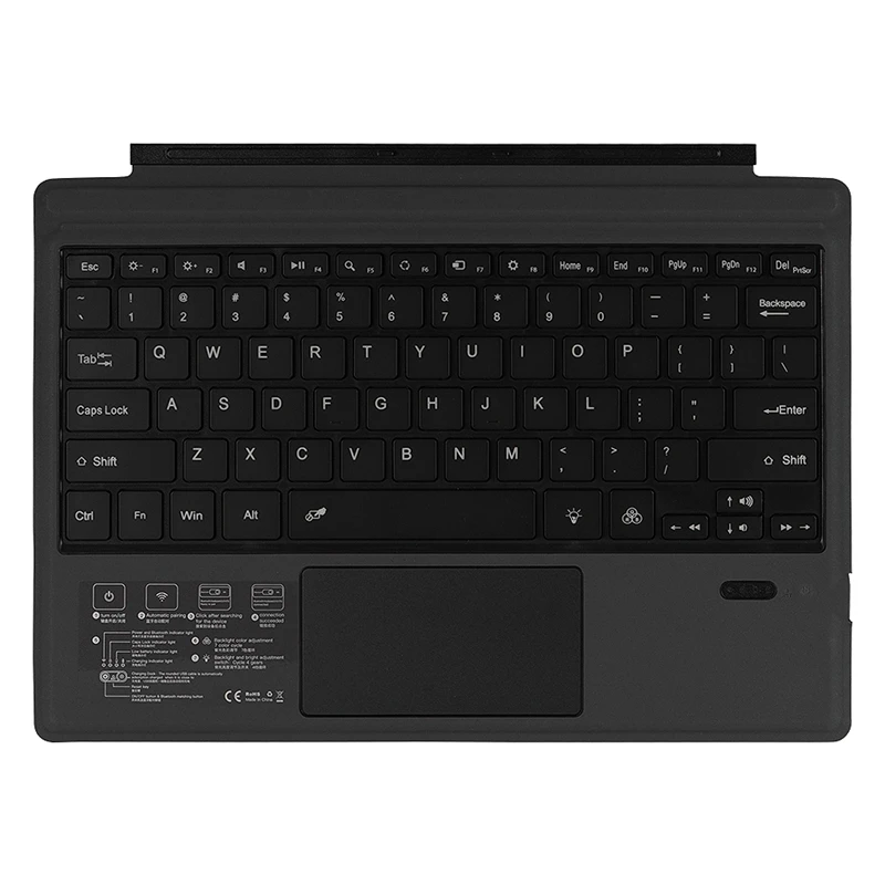 Беспроводная клавиатура с предупредительной подсветкой для Microsoft/Surface Pro 7, ультратонкая Беспроводная Bluetooth клавиатура с 7-цветной подсветкой