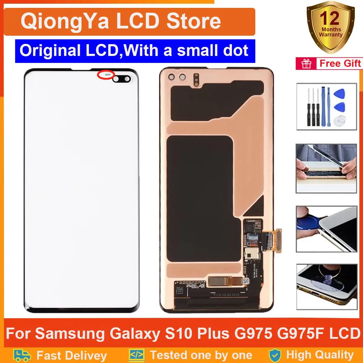 

6,4 "оригинальный s10 plus экран для Samsung Galaxy S10 Plus lcd G975 SM-G975F G975FN G9750 ЖК-дисплей + сенсорный дисплей дигитайзер в сборе