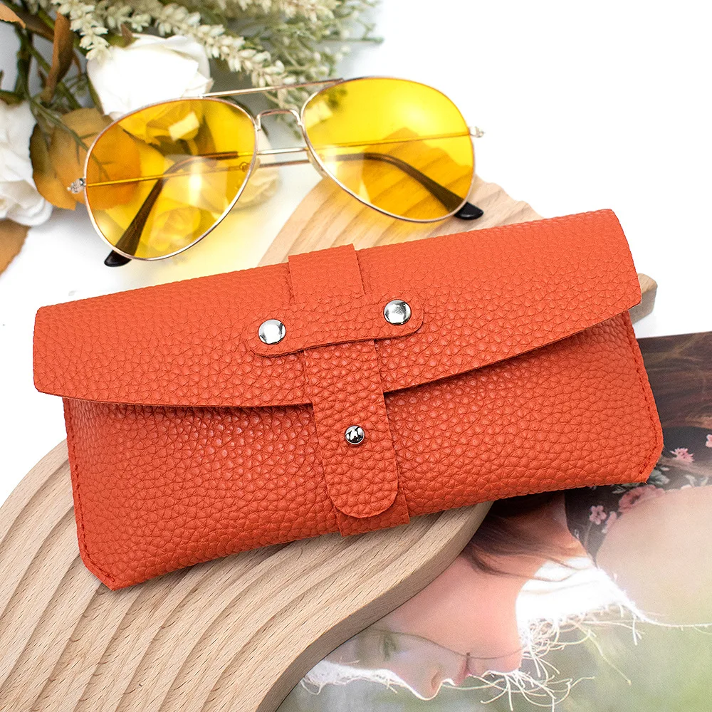 

Retro Lychee Pattern PU Leather Glasses Bag Sunglasses Reading Glasses Bag Simple Portable Glasses Storage Bag