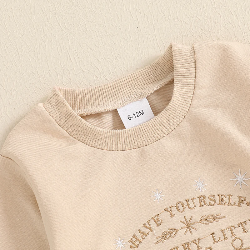 ma&ampbaby 6M-4Y Christmas Newborn Infant Toddler Boy Girl T shirt Letter Tree Embroidery Long Sleeve Loose Tops Xmas Costumes