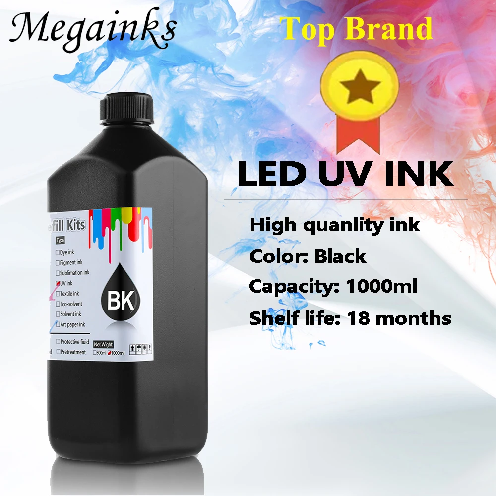 1000ml / bottle Curable UV Ink for Epson L800 L805 L1800 R290 R330 1390 1400 4800 4880 7800 7880 TX800 XP600 XP300 DX5 printhead