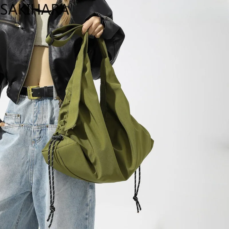 Корейские сумки через плечо для студентов вместительные повседневные на шнурке