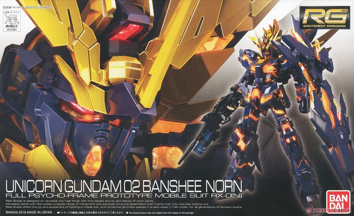 

Original Bandai Gundam RG 1/144 Model RX-0[N] UNICORN GUNDAM 02 BANSHEE NORN Assemble Model Action figures
