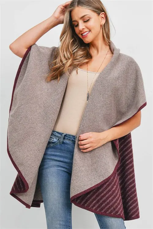 

Двухцветное теплое кимоно с пальто